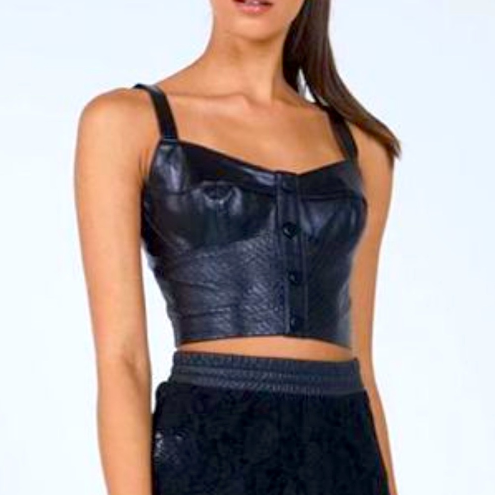 100% leather cropped top